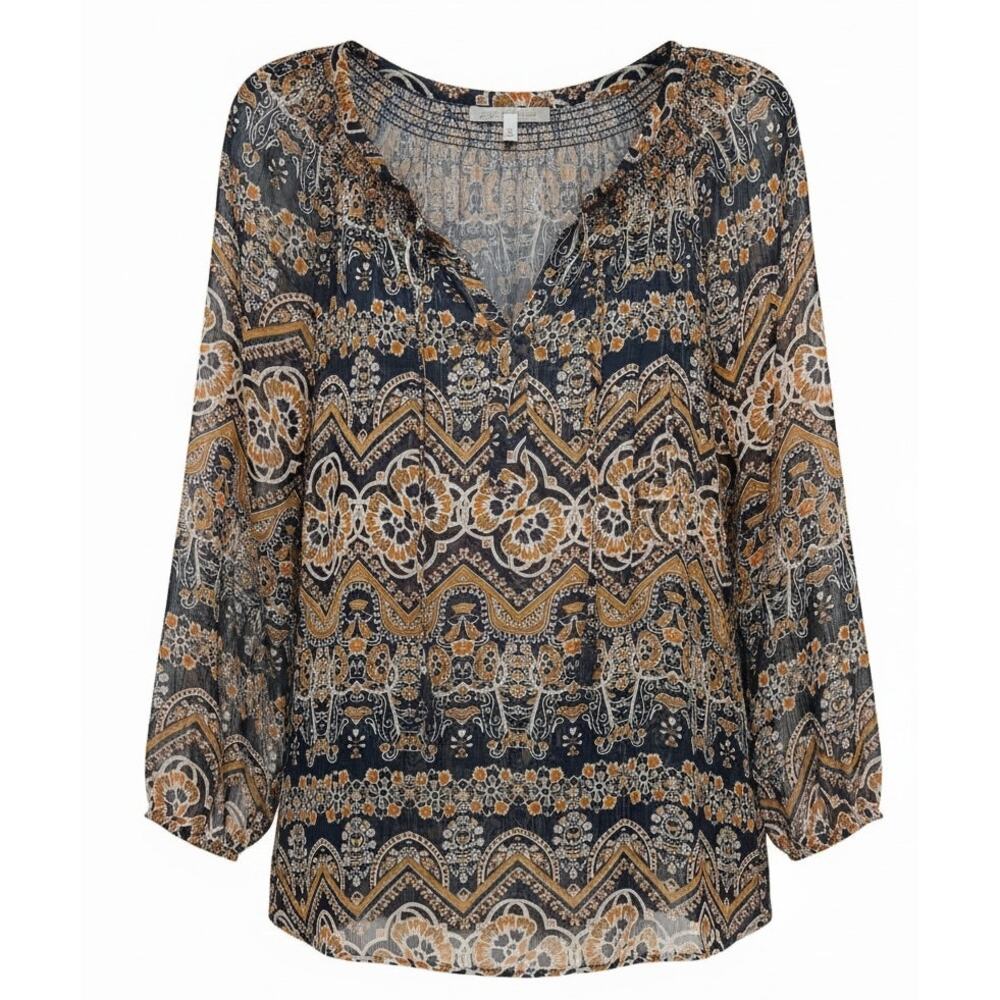Boho Blouse Paisley Size 2X Sheer Indie Fairycore Whimsy Romantic Babydoll Sheer
